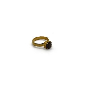 Labradorite Round Checker Cut Prong Ring