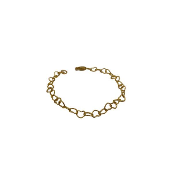 Silver Plain Heart Shape Trace Chain Anklet