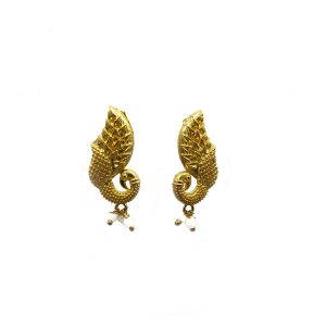 Gold Brass Peacock Earrings